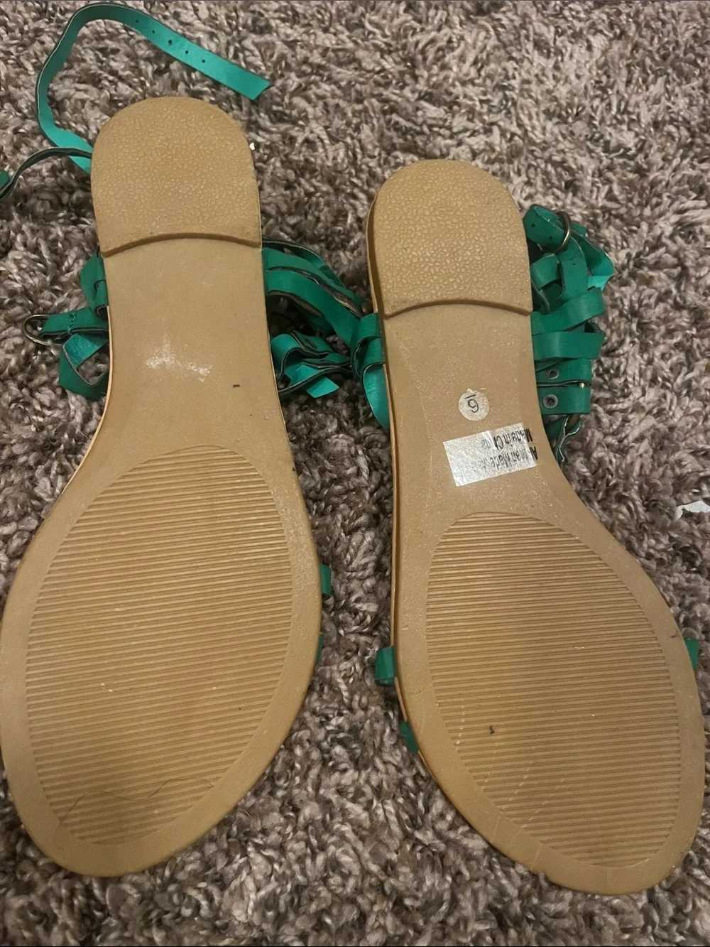 Deb Green Strappy Lace-Up Flat Sandals